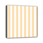Vertical Stripes - White and Navajo White Yellow Mini Canvas 6  x 6  (Stretched)