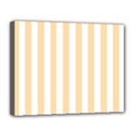 Vertical Stripes - White and Navajo White Yellow Canvas 14  x 11  (Stretched)