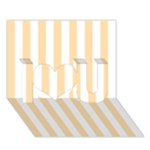 Vertical Stripes - White and Navajo White Yellow I Love You 3D Greeting Card (7x5)