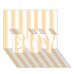Vertical Stripes - White and Navajo White Yellow BOY 3D Greeting Card (7x5)