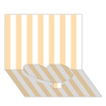 Vertical Stripes - White and Navajo White Yellow Heart Bottom 3D Greeting Card (7x5)
