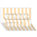 Vertical Stripes - White and Navajo White Yellow Merry Xmas 3D Greeting Card (8x4)