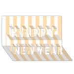 Vertical Stripes - White and Navajo White Yellow Happy New Year 3D Greeting Card (8x4)
