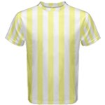 Vertical Stripes - White and Pastel Yellow Men s Cotton Tee