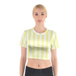 Vertical Stripes - White and Pastel Yellow Cotton Crop Top