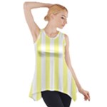 Vertical Stripes - White and Pastel Yellow Side Drop Tank Tunic