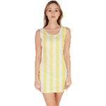 Vertical Stripes - White and Pastel Yellow Bodycon Dress
