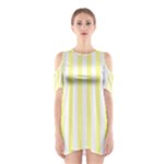 Vertical Stripes - White and Pastel Yellow Women s Cutout Shoulder Dress