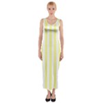 Vertical Stripes - White and Pastel Yellow Fitted Maxi Dress