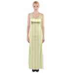 Vertical Stripes - White and Pastel Yellow Maxi Thigh Split Dress
