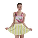 Vertical Stripes - White and Pastel Yellow Mini Skirt