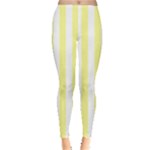 Vertical Stripes - White and Pastel Yellow Women s Leggings
