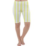 Vertical Stripes - White and Pastel Yellow Cropped Leggings