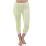 Vertical Stripes - White and Pastel Yellow Capri Winter Leggings
