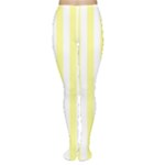 Vertical Stripes - White and Pastel Yellow Women s Tights