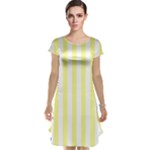 Vertical Stripes - White and Pastel Yellow Cap Sleeve Nightdress