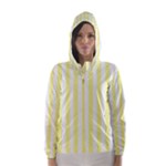 Vertical Stripes - White and Pastel Yellow Hooded Wind Breaker (Women)