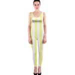 Vertical Stripes - White and Pastel Yellow OnePiece Catsuit