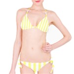 Vertical Stripes - White and Pastel Yellow Bikini Set