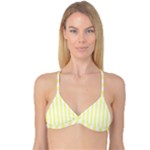 Vertical Stripes - White and Pastel Yellow Reversible Tri Bikini Top