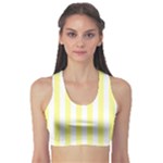 Vertical Stripes - White and Pastel Yellow Women s Sports Bra