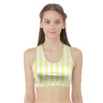 Vertical Stripes - White and Pastel Yellow Women s Sports Bra with Border