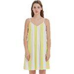 Vertical Stripes - White and Pastel Yellow Women s Reversible Sports Bra with Border