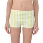 Vertical Stripes - White and Pastel Yellow Reversible Boyleg Bikini Bottoms