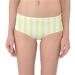 Vertical Stripes - White and Pastel Yellow Mid-Waist Bikini Bottoms