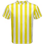 Vertical Stripes - White and Canary Yellow Men s Cotton Tee