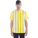 Vertical Stripes - White and Canary Yellow Men s Sport Mesh Tee