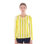 Vertical Stripes - White and Canary Yellow Women s Long Sleeve T-shirt