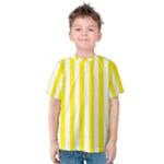 Vertical Stripes - White and Canary Yellow Kid s Cotton Tee