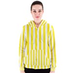 Vertical Stripes - White and Canary Yellow Women s Zipper Hoodie