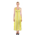 Vertical Stripes - White and Canary Yellow Full Print Maxi Dress