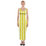 Vertical Stripes - White and Canary Yellow Fitted Maxi Dress