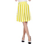 Vertical Stripes - White and Canary Yellow A-Line Skirt