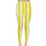 Vertical Stripes - White and Canary Yellow Women s Leggings