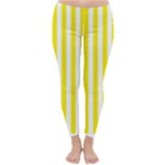 Vertical Stripes - White and Canary Yellow Winter Leggings