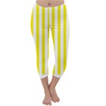 Vertical Stripes - White and Canary Yellow Capri Winter Leggings