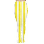 Vertical Stripes - White and Canary Yellow Women s Tights