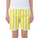 Vertical Stripes - White and Canary Yellow Women s Basketball Shorts