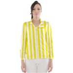 Vertical Stripes - White and Canary Yellow Wind Breaker (Women)