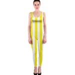 Vertical Stripes - White and Canary Yellow OnePiece Catsuit