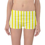 Vertical Stripes - White and Canary Yellow Reversible Boyleg Bikini Bottoms