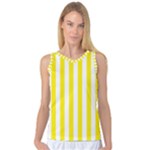 Vertical Stripes - White and Canary Yellow Women s Basketball Tank Top