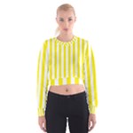 Vertical Stripes - White and Canary Yellow Women s Cropped Sweatshirt