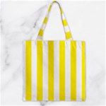 Vertical Stripes - White and Canary Yellow Zipper Grocery Tote Bag