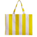 Vertical Stripes - White and Canary Yellow Zipper Mini Tote Bag