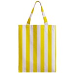 Vertical Stripes - White and Canary Yellow Zipper Classic Tote Bag